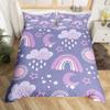 Kids Kawaii Duvet Cover Set Suitable For Girls And Boys Rainbow Moon Star Cute Cartoon Cloud Set Kids Bedroom Decoration 3Pcs