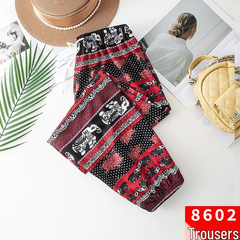Женские бриджи-гаремы с высокой талией и манжетами, с этническим летним принтом тайских слонов, широкие