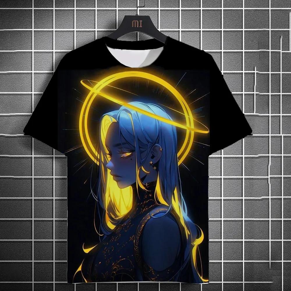 Мужская футболка с рисунком из мультфильма «Сексуальная девушка», летние повседневные футболки в стиле Харадзюку, 3D-принт, хип-хоп, топы с круглым вырезом