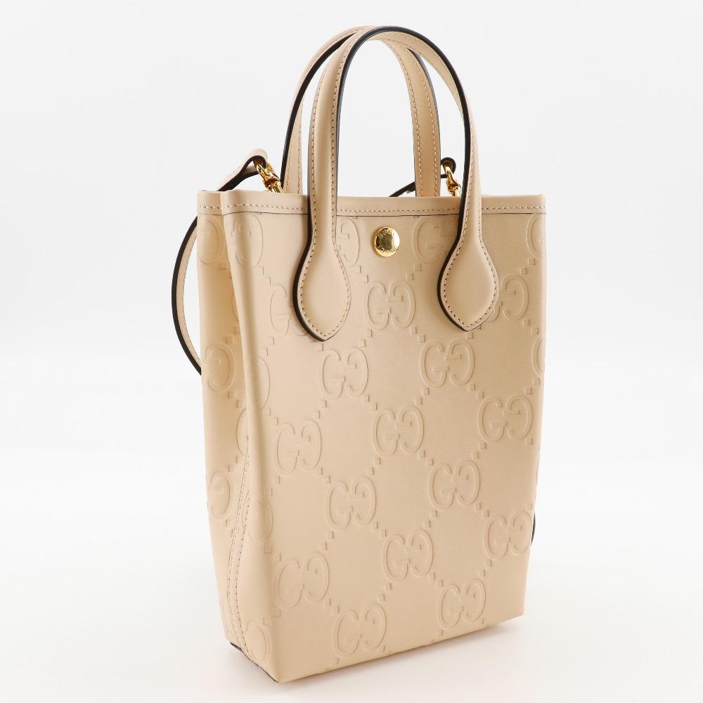 GUCCI Super mini bag Handbag 790133 2WAYShoulder Jumbo GG beige leather Women Used