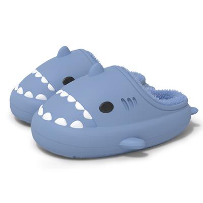 Модные меховые тапочки Comwarm из акулы для женщин и мужчин, зимние плюшевые тапочки из акулы для дома, нескользящие, водонепроницаемые, теплые тапочки из акулы