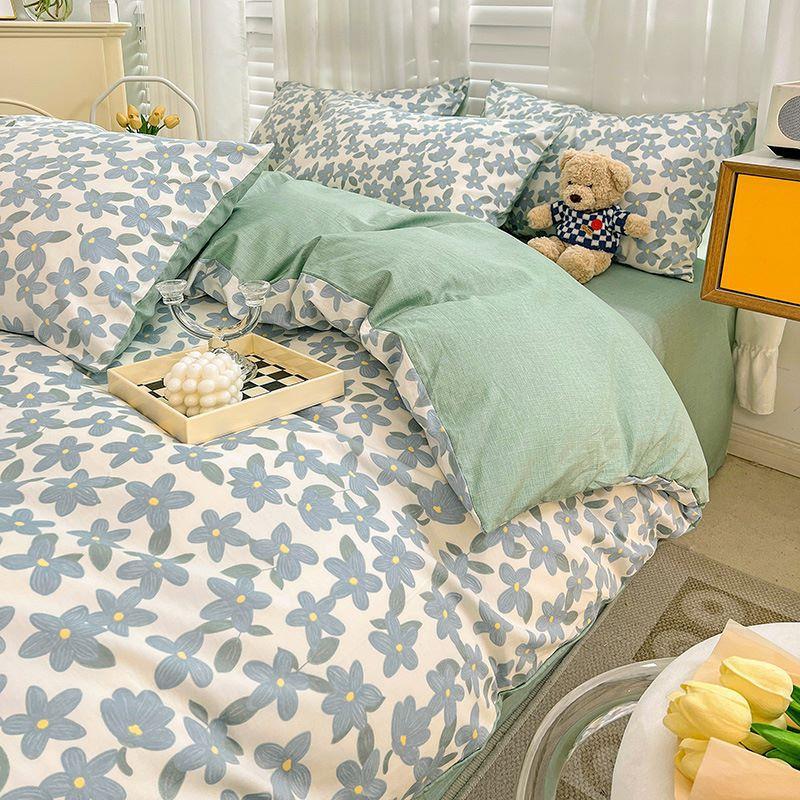 Cotton Four-piece Set Small Floral Ins Style Pure Cotton Quilt Cover Sheet Bed Three-piece Fitted Sheet Set