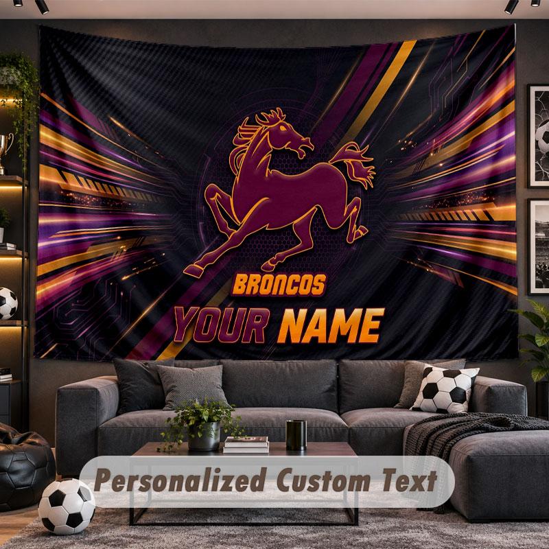 Wall Hanging Tapestry Custom NameBrisbane Broncos Pattern Personalized Printed Fabric Wall Decor