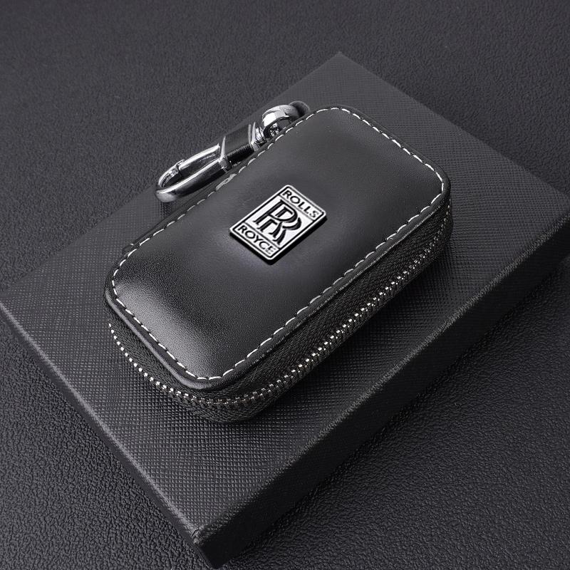 Кожаный чехол-брелок для автомобильного ключа, сумка для ключей, оболочка, брелок для Rolls-Royce Cullinan Phantom Ghost Wraith Dawn, аксессуары для интерьера автомобиля