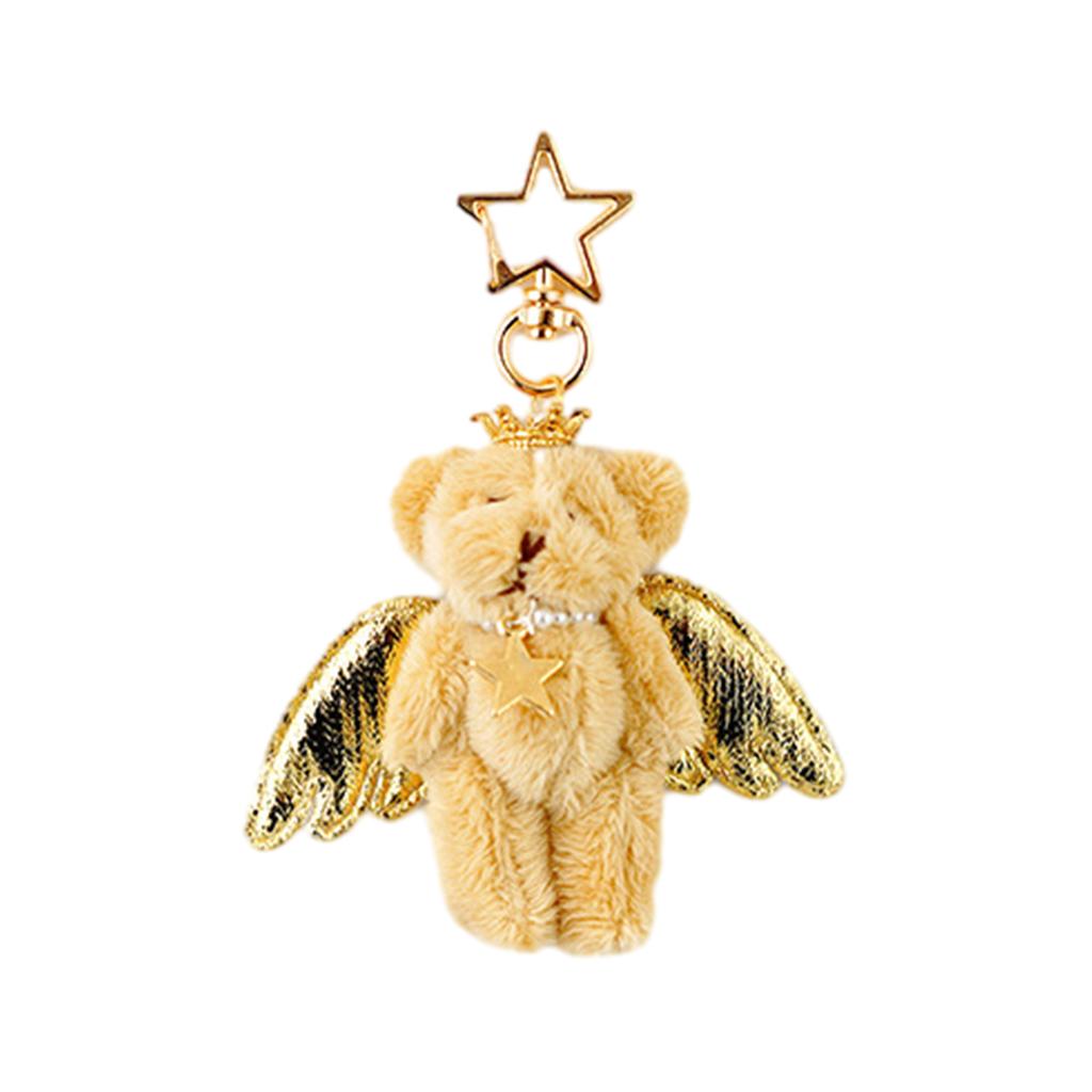 Angel Bear Keychain Cute Stuffed Animals Keyring Hanging Ornament Backpack Handbag Charm Pendant Gift for Girls Women