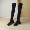 Krazing Pot Осенне-зимняя обувь из микрофибры, эластичные сапоги большого размера с квадратным носком, сохраняющие тепло, на молнии, размер 43, выше колена