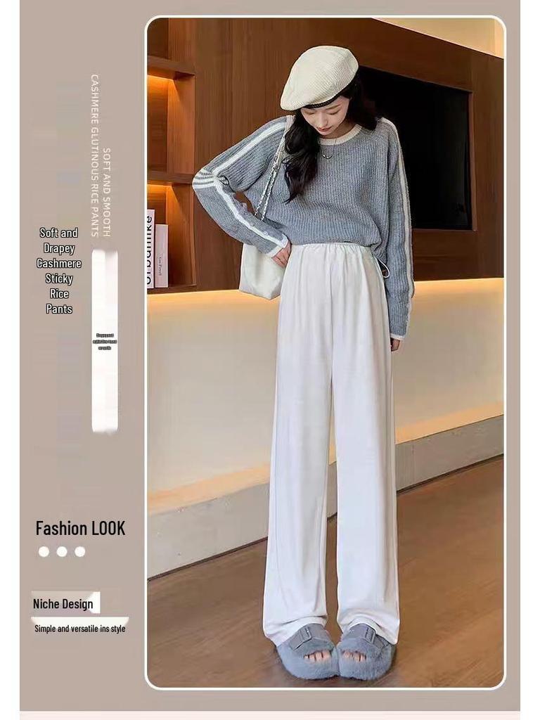 Бархатные брюки широкого кроя для беременных: Уютный дизайн с боковой кулиской для осени/зимы, идеально подходит как до беременности, так и после нее.