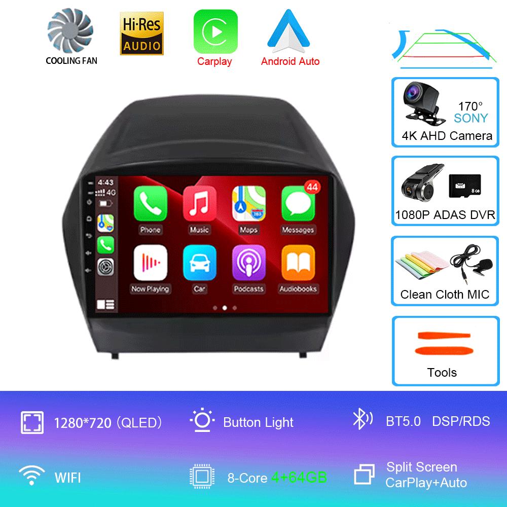 Для HYUNDAI TUCSON IX35 2012 2013 2014 2015 8Core 4G WIFI Android 14 Автомобильный мультимедийный стерео DVD-плеер Навигация GPS Радио