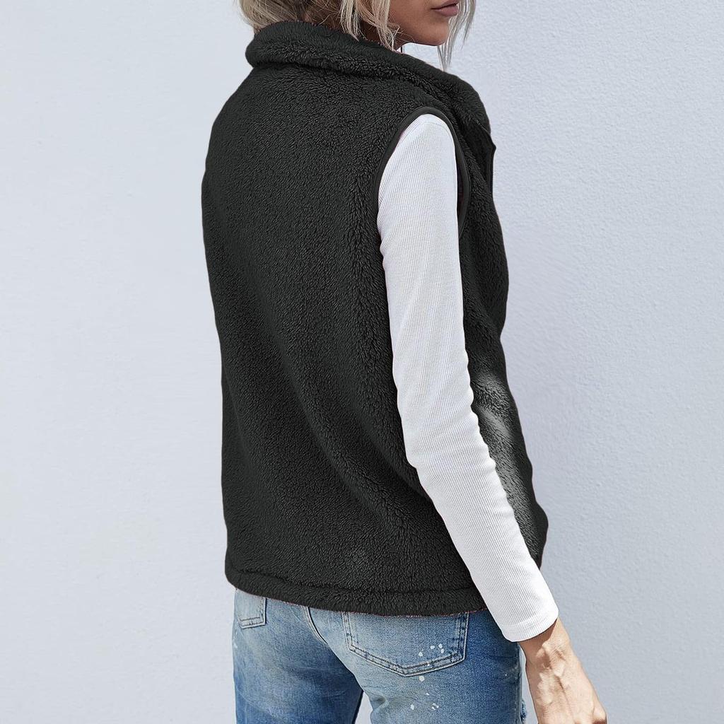 Женское модное однотонное свободное плюшевое пальто без рукавов на молнии