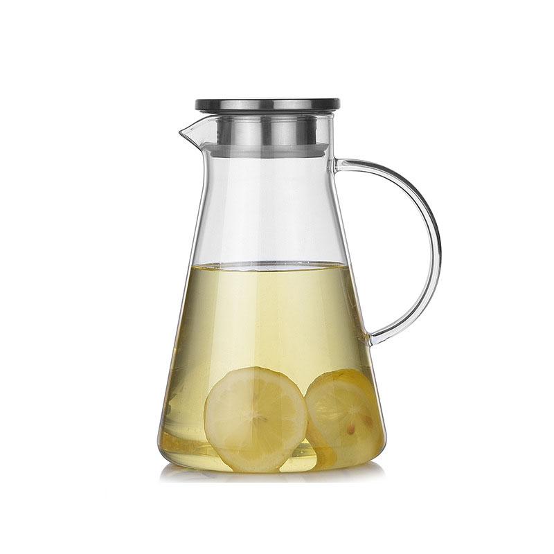 1pcs Glasses Cold Water Bottle Kitchen Kettle Jars Heat Resistant Glass Water Pitcher Coffee Tea Pot Transparent Decanter Jug