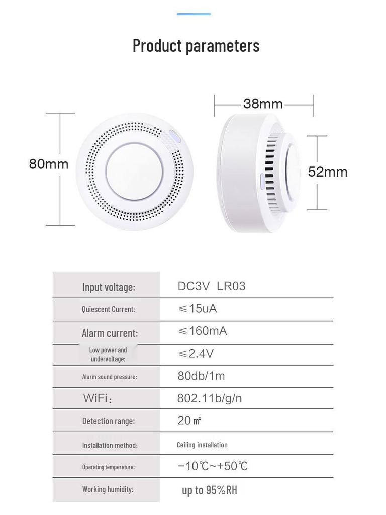 Умный WiFi датчик дыма и пожарной сигнализации Tuya