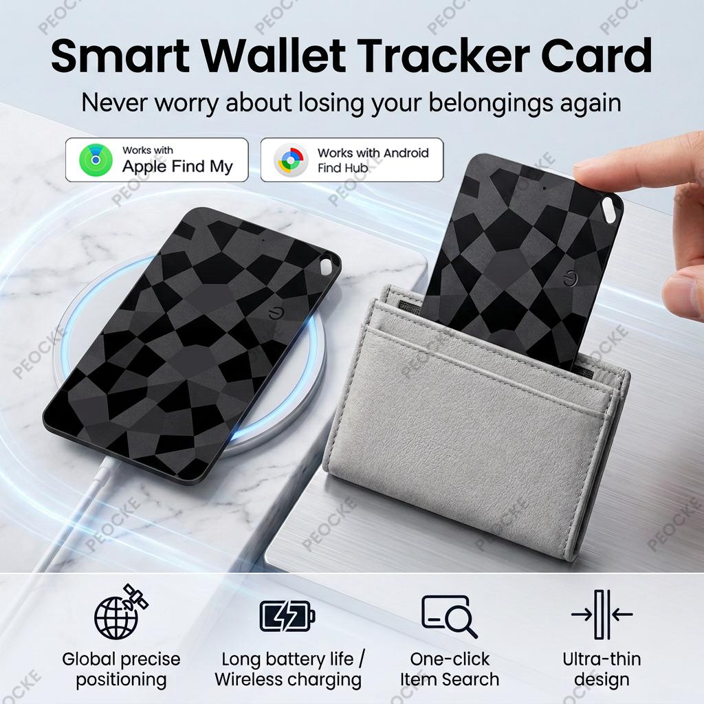 Android/iOS Bluetooth GPS-трекер Умный трекер-карта Работает с Google Find Hub Apple Find My Двухсистемный Анти-потеря Местоположение Метка