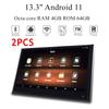 2Pcs 133"Car Headrest Monitor Android 11 Player 4+64Gb Bluetooth Touch Screen