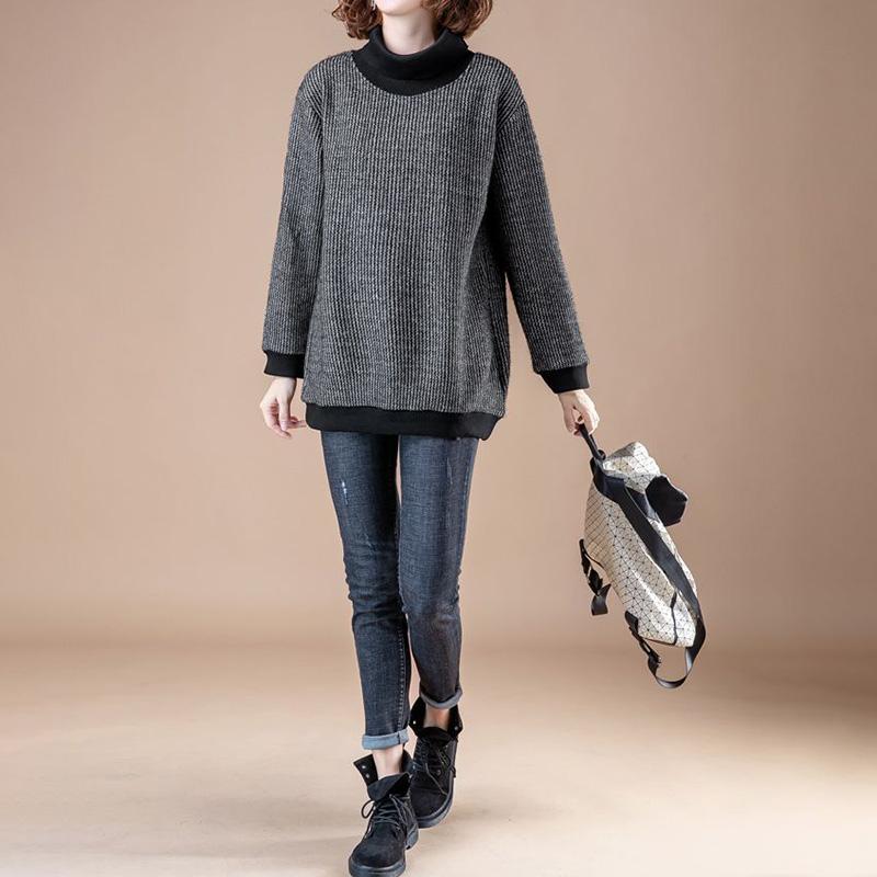 Толстовка женская хлопковая блузка свободного покроя с высоким воротом, свитер, топы