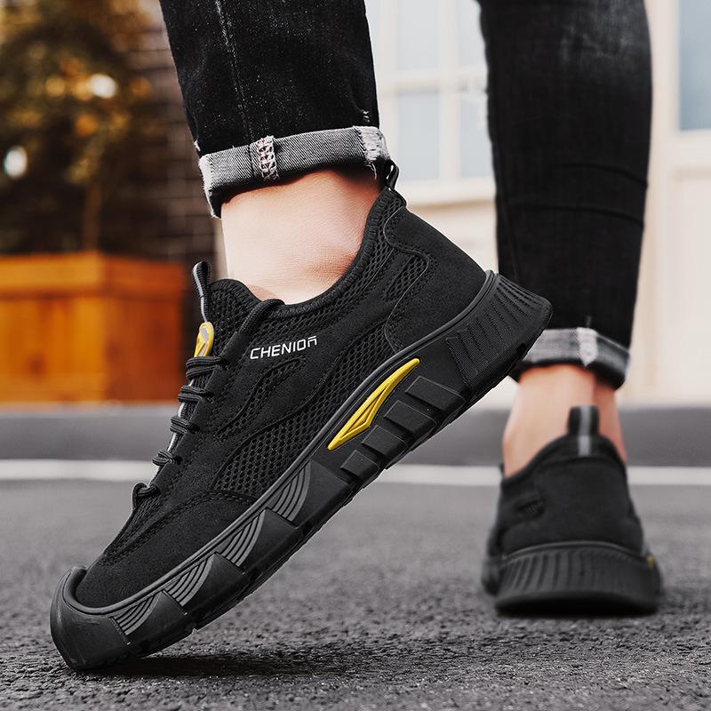 2025 Spring New Men's Shoes Mesh Breathable Casual Labor Protection Shoes Fashionable and Versatile Outdoor Travel Shoes Dirt-Resistant Single Shoes