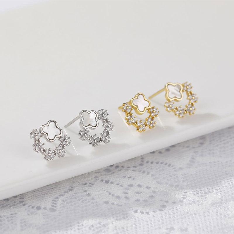 New Sweet Flowers Natural Shells Gentle Temperament Simple Earrings