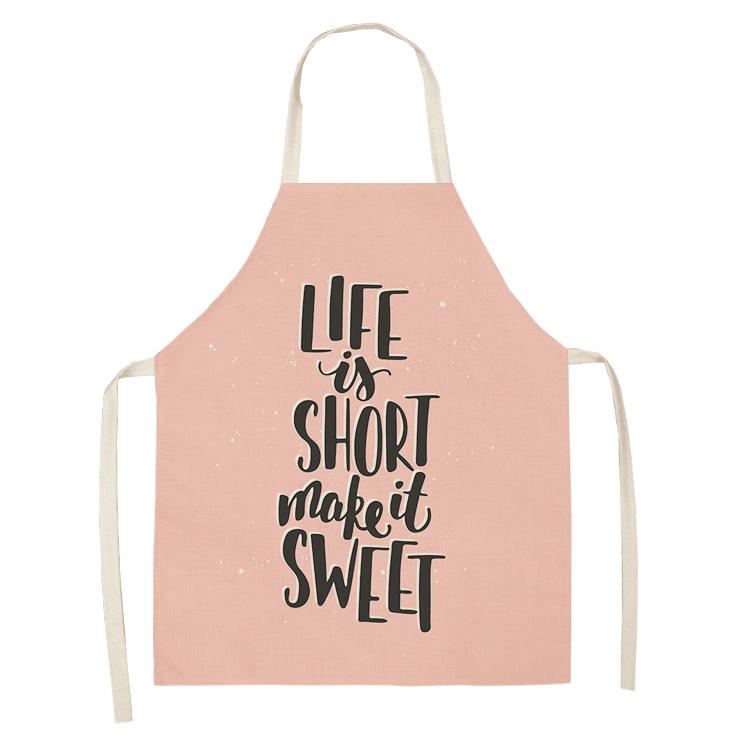 Letter Alphabet Kitchen Apron For Women Linen Bibs Household Cleaning Pinafore Cooking Apron 68*55cm Waist Baking Barista Aprons
