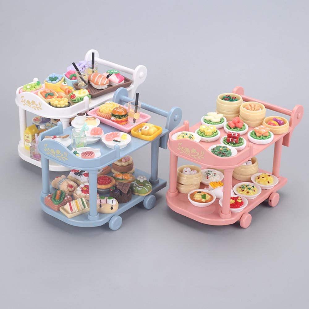 С моделью еды тележки для кукольного домика с едойМини-еда и игровая тележка для еды аксессуары для кукольного домика