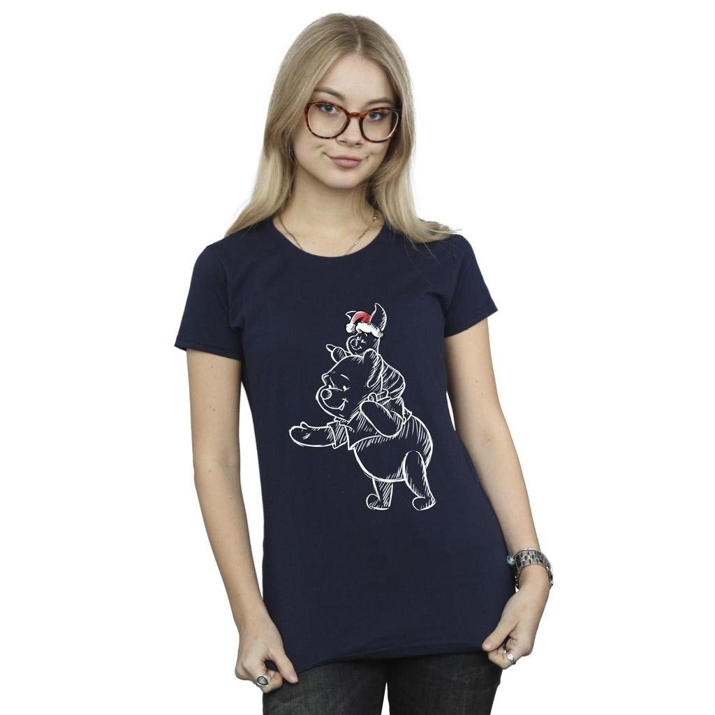 Disney Womens/Ladies Winnie The Pooh Piglet Christmas Cotton T-Shirt