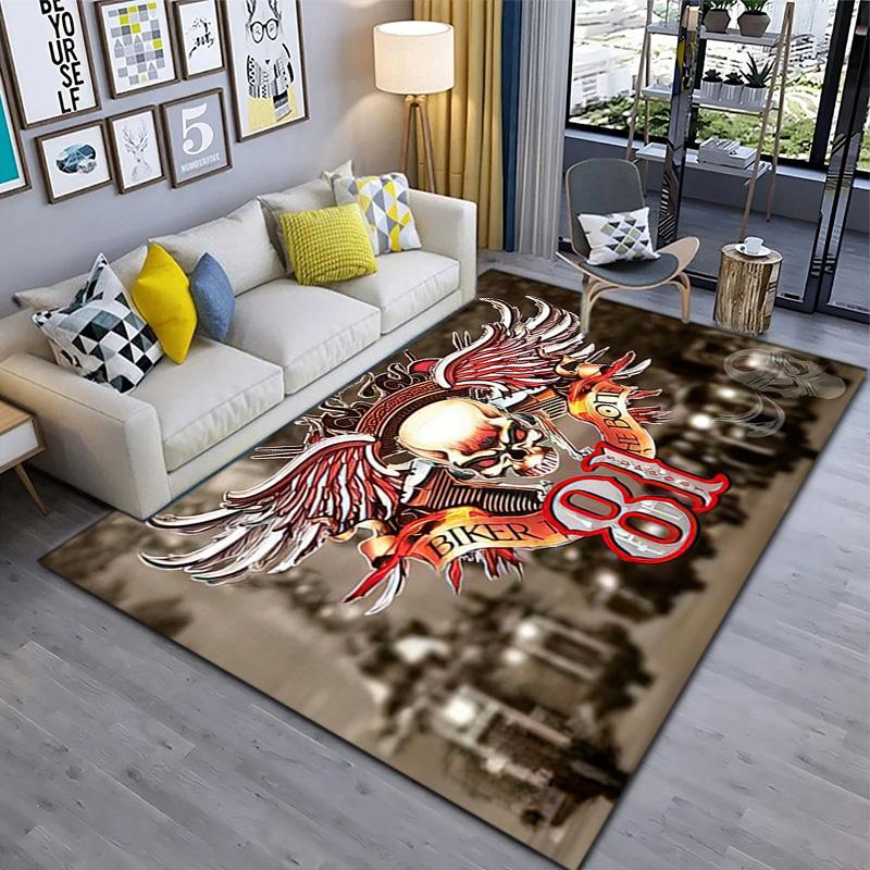 Gang Motorcycle enthusiasts Hells Angels Motorcycle Club carpet is suitable for living room and bedroom doormats office balcony decorative carpet V7