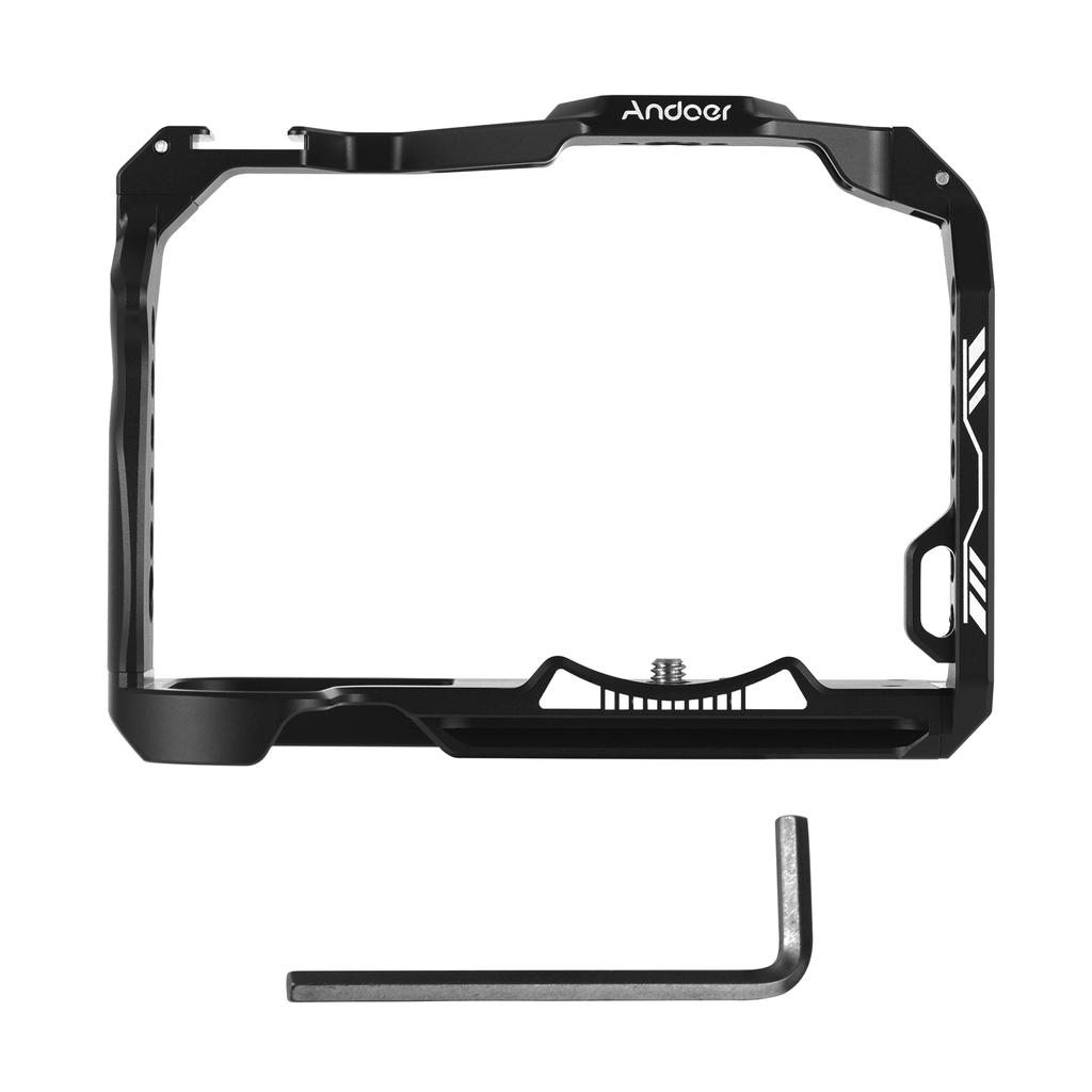 Клетка для камеры Andoer из алюминиевого сплава с креплением для холодного башмака и многочисленными резьбами 1/4 дюйма
