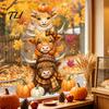 Autumn Theme Room Decor Highland Cow Window Clings, Cute Pumpkin Maple Leaves Static Party Supplies Stickers, Waterproof PVC Decals for