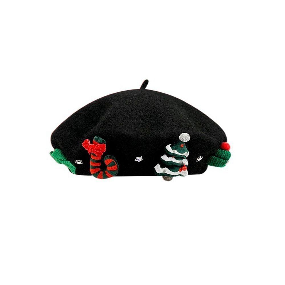 Сплошной цвет шерстяная шапка-бини, зимние теплые зимние шапки художника, модный рождественский берет, новогодняя шапка