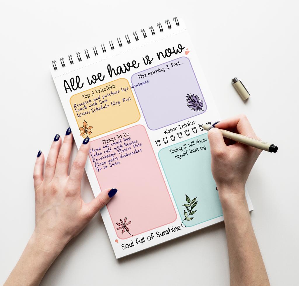 Inkdotpot Блокнот для списка дел – 6” X 9” Бумага Канцелярские принадлежности, тема йоги Спиральный блокнот Ежедневный контрольный список-(50 листов)