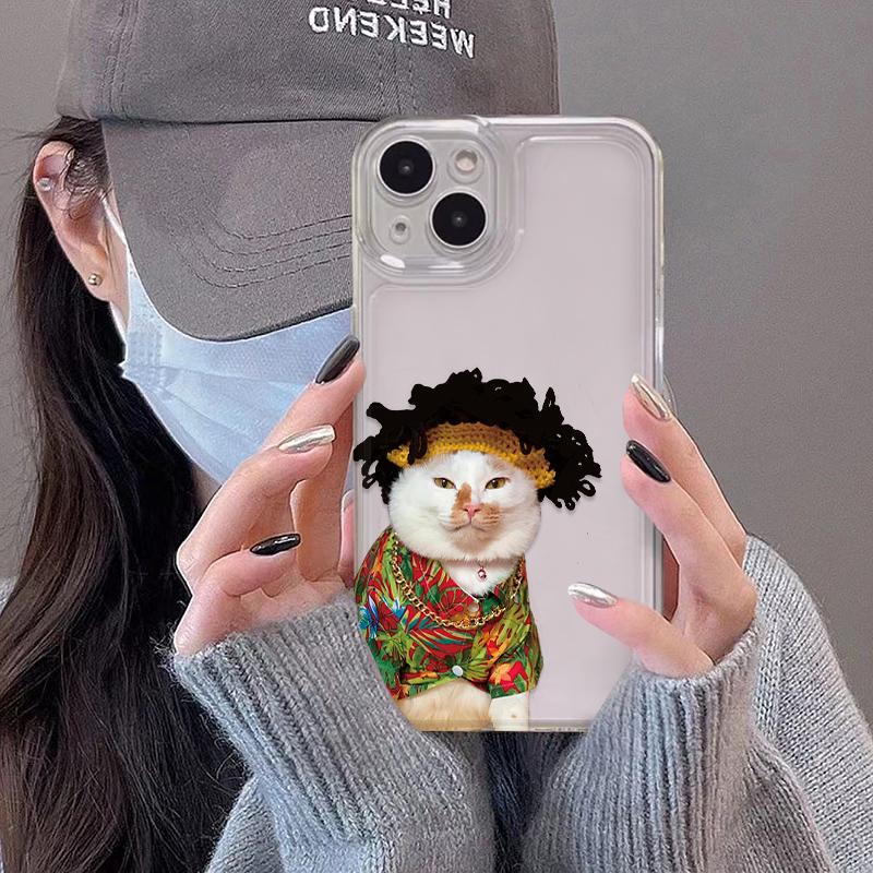 Забавный одетый кот Чехол для телефона для iPhone 17/16/15/14 Plus/13/12/11 Pro Max X/XS/XR/7/8 Plus Прозрачный ТПУ Чехол Милый Чехол с Рисунком Питомца