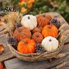 Realistic Halloween Pumpkin Decoration Small Velvet Thanksgiving Table Centerpiece, Soft Stuffed Decor for Fall Harvest Farmhouse Festive Home