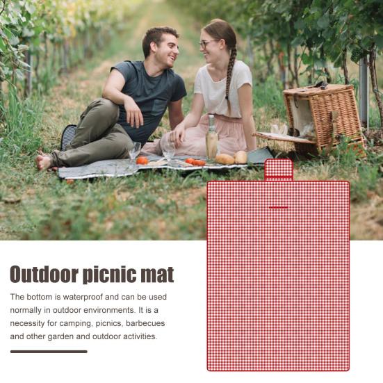 Плед для пикника с толстым хлопковым наполнителем, водонепроницаемый, легко моется, многоцелевой пляжный коврик, складной коврик для пикника с ручкой