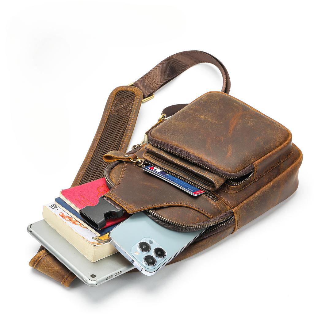 Натуральная коровья кожаная сумка на грудь мужская сумка мужская сумка через плечо диагональная сумка через плечо ретро мужская сумка через плечо из кожи Crazy Horse