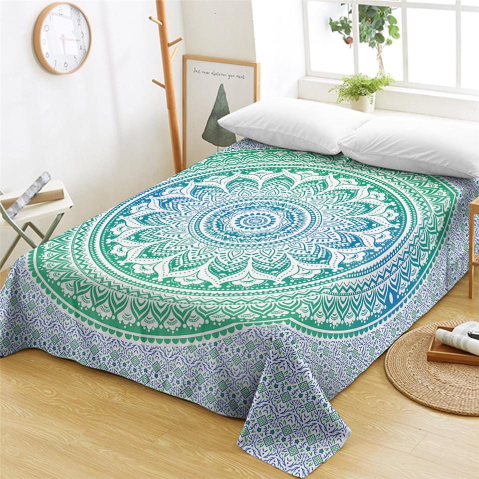 Богемный Мандала Простыня Boho Стиль Плоская Простыня Цветное Этническое Ретро Цветочный Постельное Белье Женское Кинг Квин Полиэстер Простыня