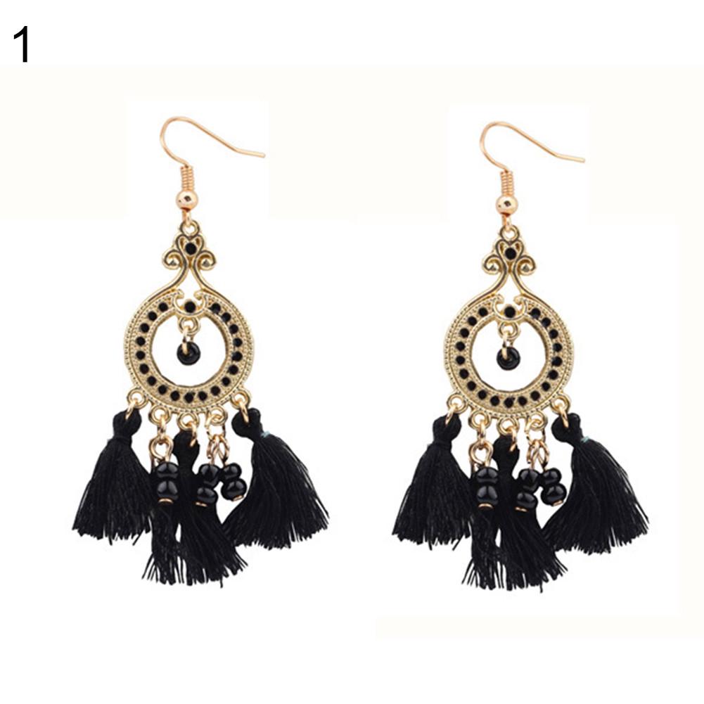 Women Vintage Boho Tassels Pendant Drop Dangle Hook Earrings Eardrop Jewelry