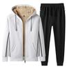 Winter Men's Casual Sports Suit Plus Velvet Thick Hooded Cardigan Sweater Two-piece Suit