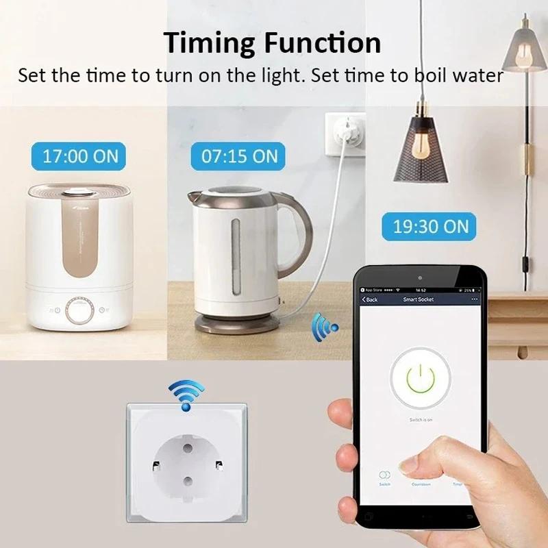 Tuya Wifi Smart Socket EU16A/20A Smart Plug With Power Monitoring Smart Life APP Remote Control Support Google Assistant Alex