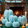 7 Pcs Artificial Pumpkins Assorted Sizes Faux Foam Pumpkin Crafts Farmhouse Rustic Fall Table Centerpiece for Halloween Mantel Shelf Decoration