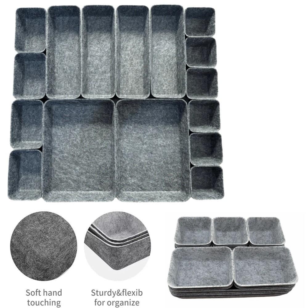 16Pcs/Set Creative Felt Storage Box Set Space-Saving Felt Storage Basket Office Use