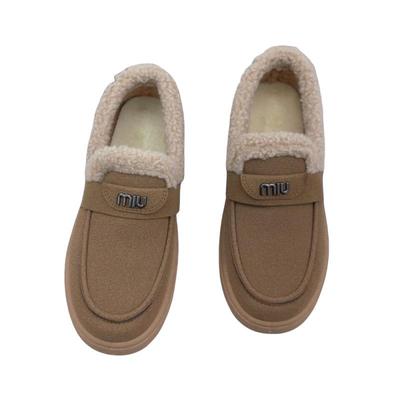 Женские зимние модные хлопковые туфли с флисовой подкладкой и нескользящей подошвой - Уютные, толстые и удобные слипоны.