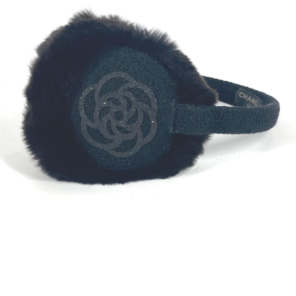 CHANEL ear warmers Camellia Stone CC CC Mark Logo Muffler Accessories Earmuff