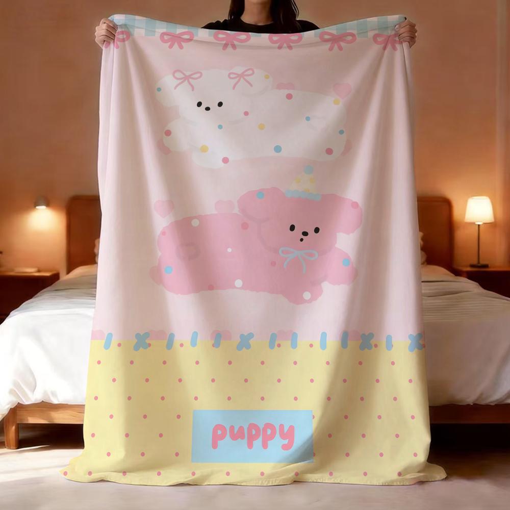 Puppy ins cute Throw Lightweight 240g Flannel Blanket Soft Skin-friendly for Summer Cooling