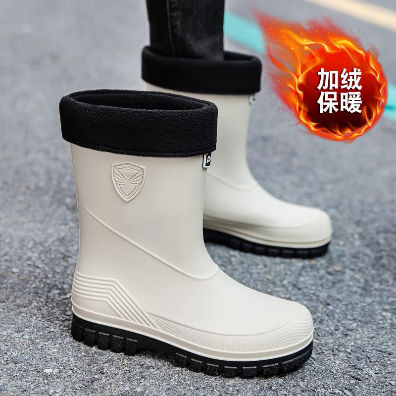 Fashion Men's Waterproof Shoes Rain Boots Medium Tube Korean Version Japanese Rubber Shoes Foot Cover Adult Foreign Trade Export