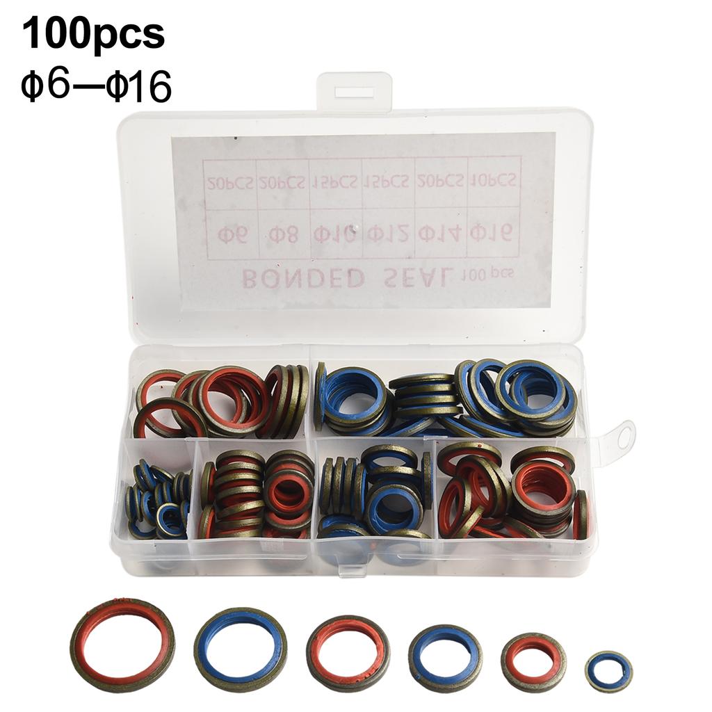100/ 245pcs Washer Seal Assorted Sealing Gasket Set Silicone Rubber O-Ring Assortment Kits M6 M8 M10 M12-M30