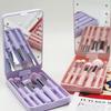 1 Set Makeup Brush LED Mirror Box Foundation Loose Powder Eye Nose Shadow Cosmetic Brush Portable Travel Women Girls Makeup Tools