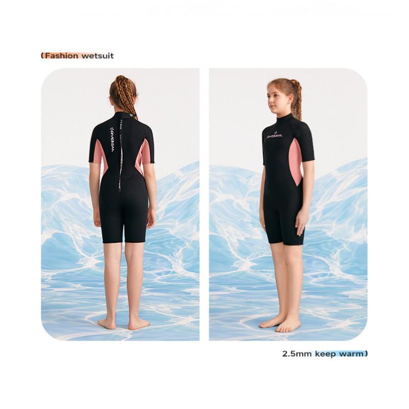 Kids 2.5mm Neoprene Short Sleeve Wetsuit Girls Snorkeling Surfing Swimming Water Sports