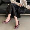 2025 new pointed head shallow mouth single shoes thin heel high heel empty button fashionable versatile commuter women's shoes