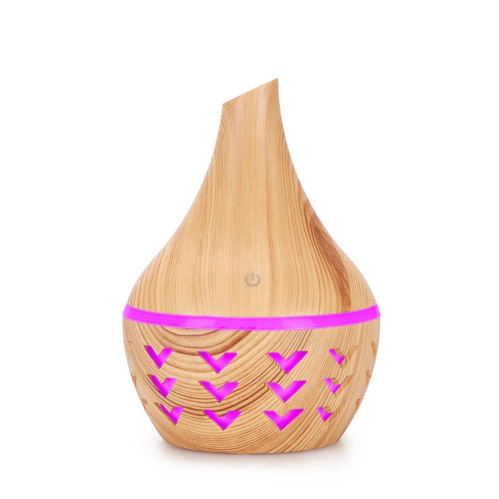 Увлажнитель воздуха с плоским горлышком и отделкой под дерево, 300 мл, с ночником - USB Mini Office Desktop Aromatherapy Companion