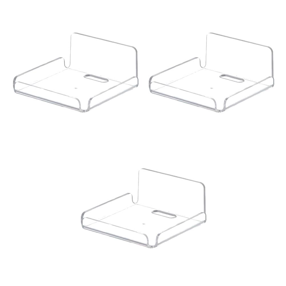 4pcs Wall Shelves Clear Acrylic Floating Shelf Small Security Camera Wall Mount Stand Adhesive Hanging Shelves for Speaker Plant