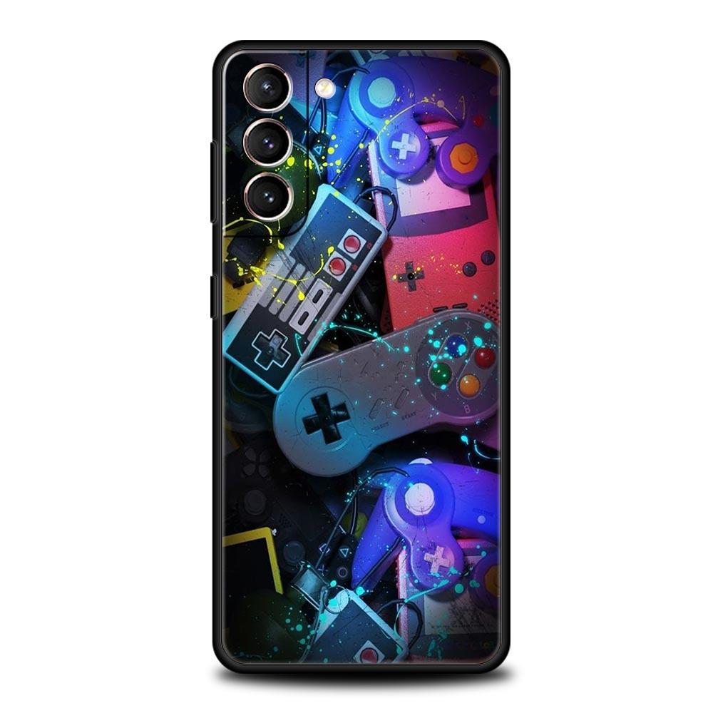 Игровой контроллер Графический чехол для телефона Для Samsung Galaxy S26 Ultra S25 Plus S24 FE S23 S22 5G S21 S20 Чехол Черный Мягкий