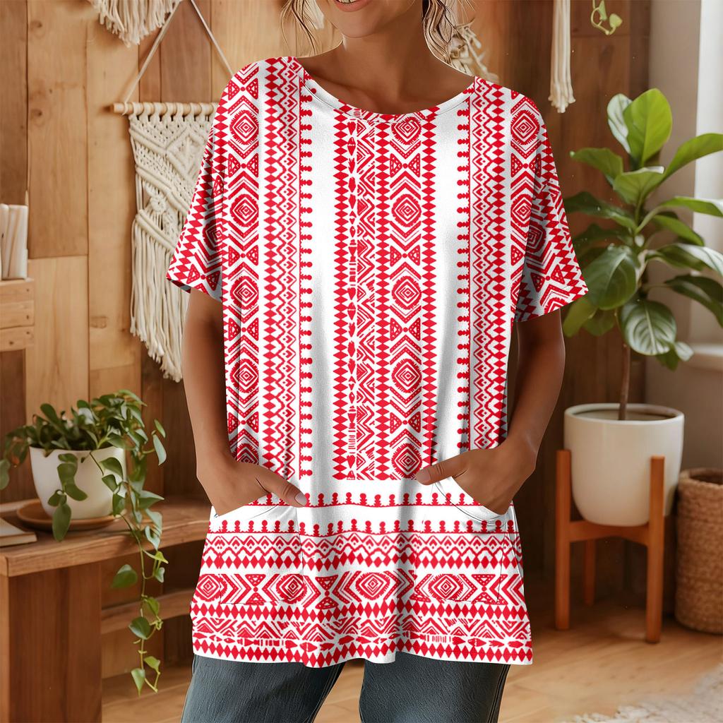 Женская мода повседневный короткий рукав цветочный принт топ